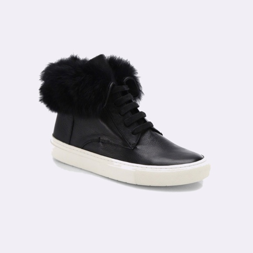 Vince Nyack Leather Fur Trim Sneakers 7.5